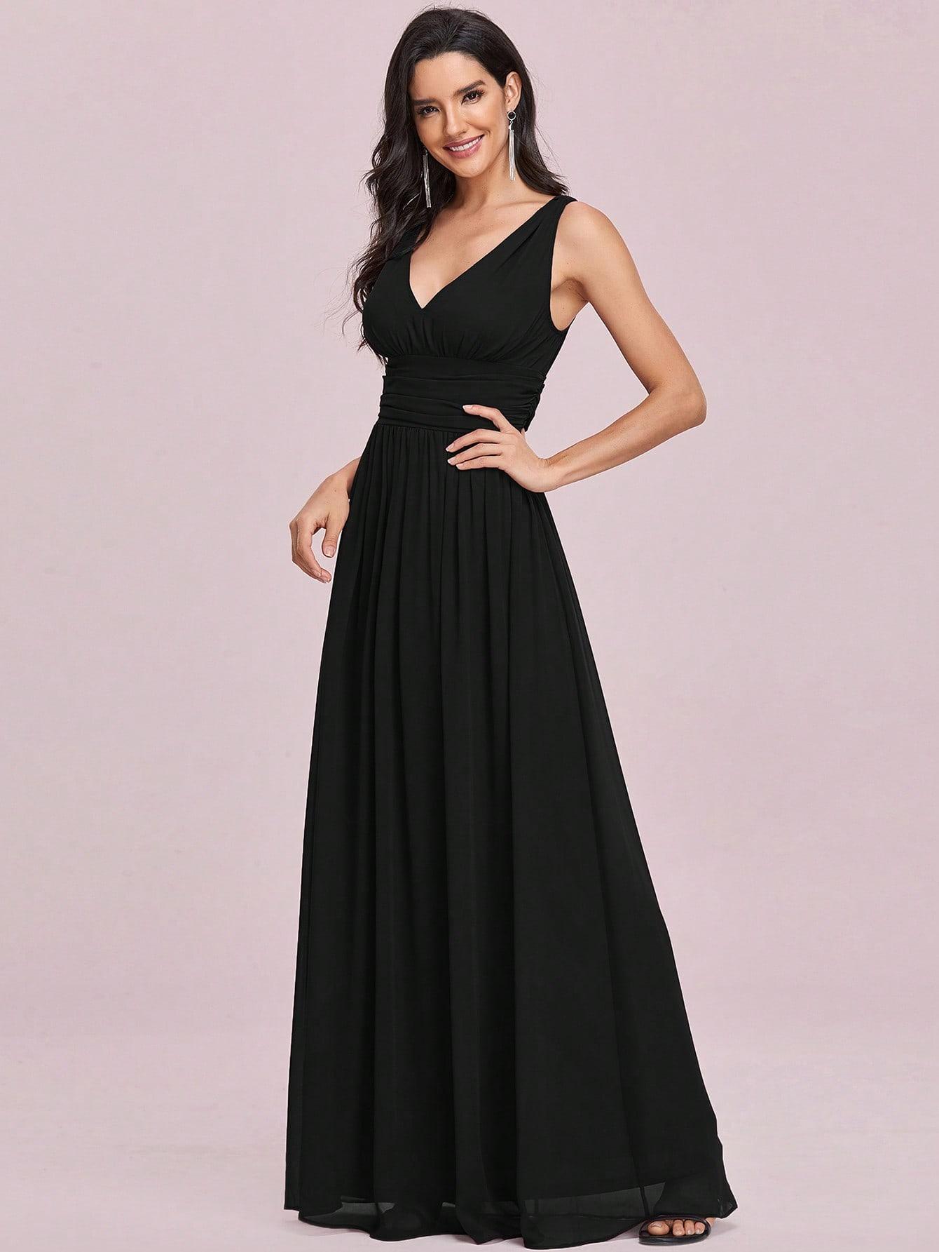 SHEIN SZYFONOWA CZARNA MAXI SUKIENKA MARSZCZENIA S06__L