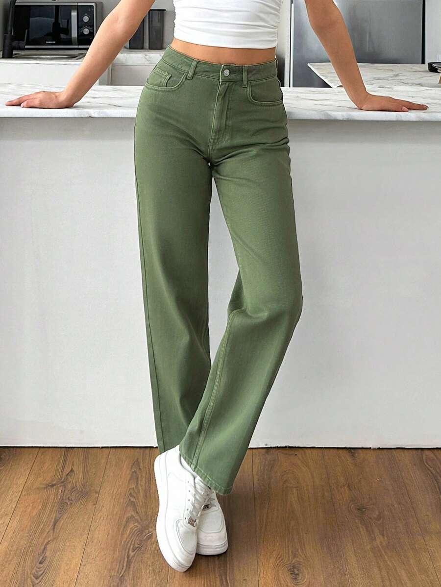 EURMUSE ZIELONE SPODNIE JEANS S06__S