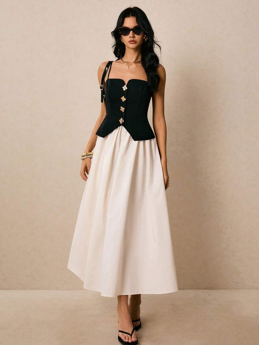 SHEIN SUKIENKA NA RAMIĄCZKACH S09__XS