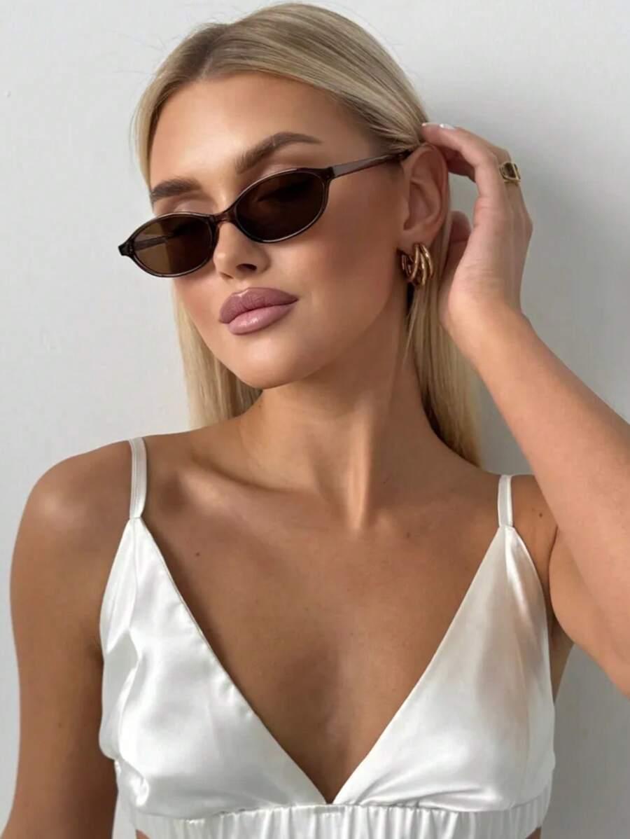 SHEIN BRĄZOWE OKULARY PRZECIWSŁONECZNE S07