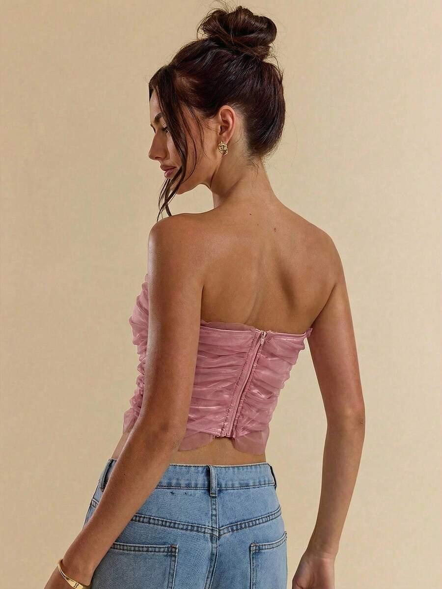 SHEIN TOP ODKRYTE RAMIONA ZDOBIENIA S06__S