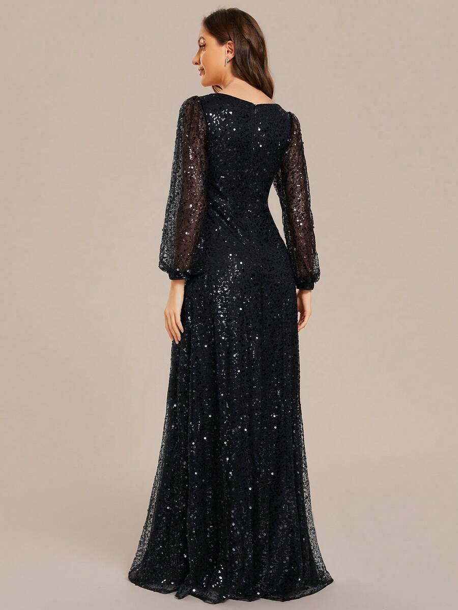 EVER PRETTY CZARNA MAXI SUKIENKA CEKINY PK01__M