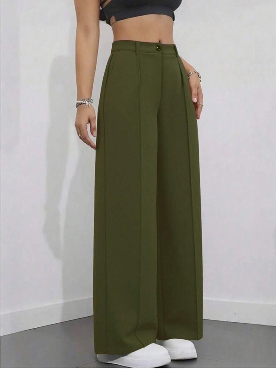 SHEIN ZIELONE SPODNIE WYSOKI STAN S06__L