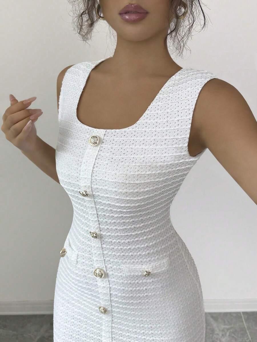 SHEIN BIAŁA MIDI SUKIENKA S06__S