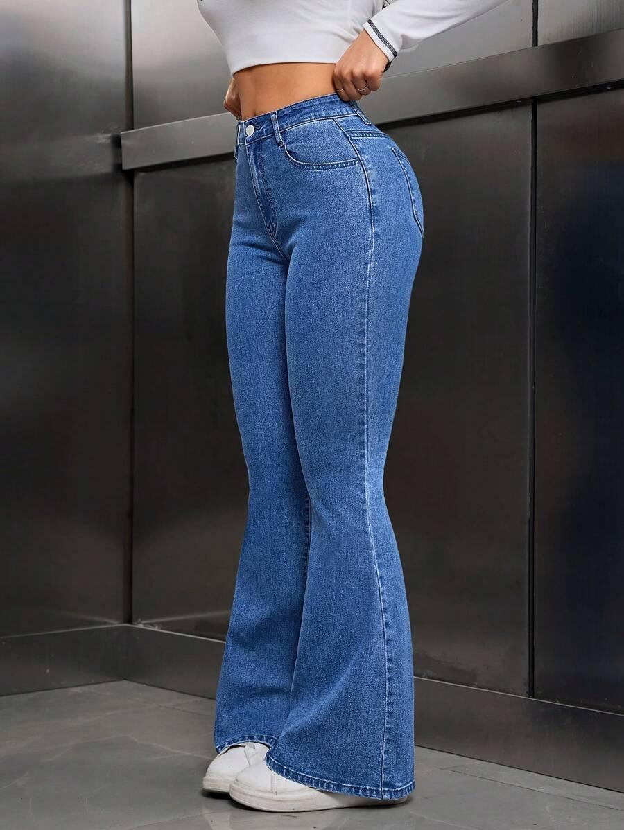 SHEIN NIEBIESKIE SPODNIE JEANS DZWONY S06__M