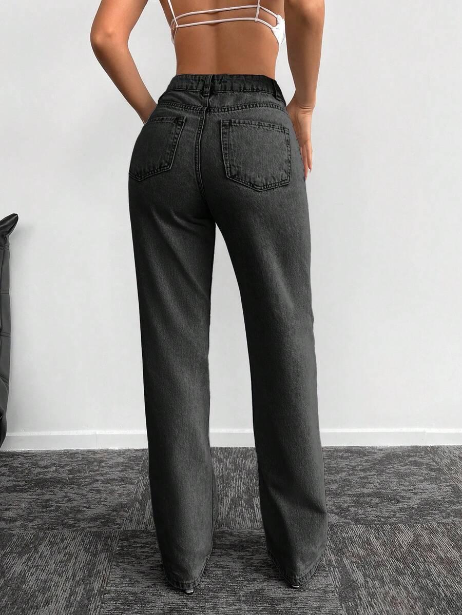 SHEIN CZARNE SPODNIE JEANS ASYMETRIA S06__L
