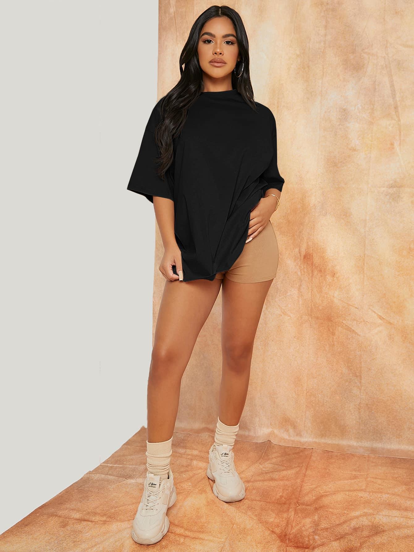 SHEIN CZARNY T-SHIRT CASUAL S06__M