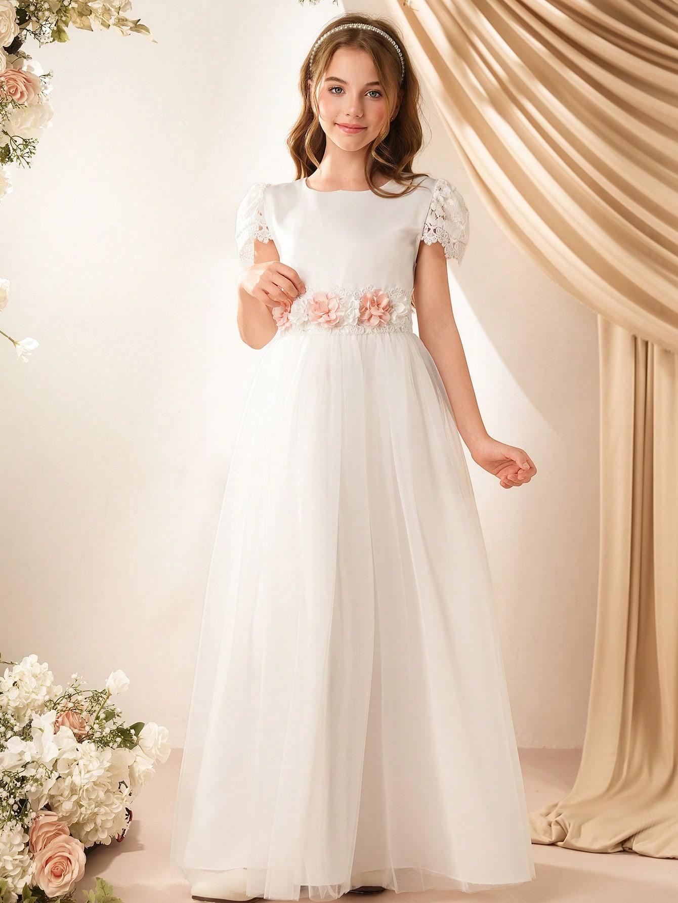 SHEIN BIAŁA MAXI SUKIENKA TIUL S06__128-134