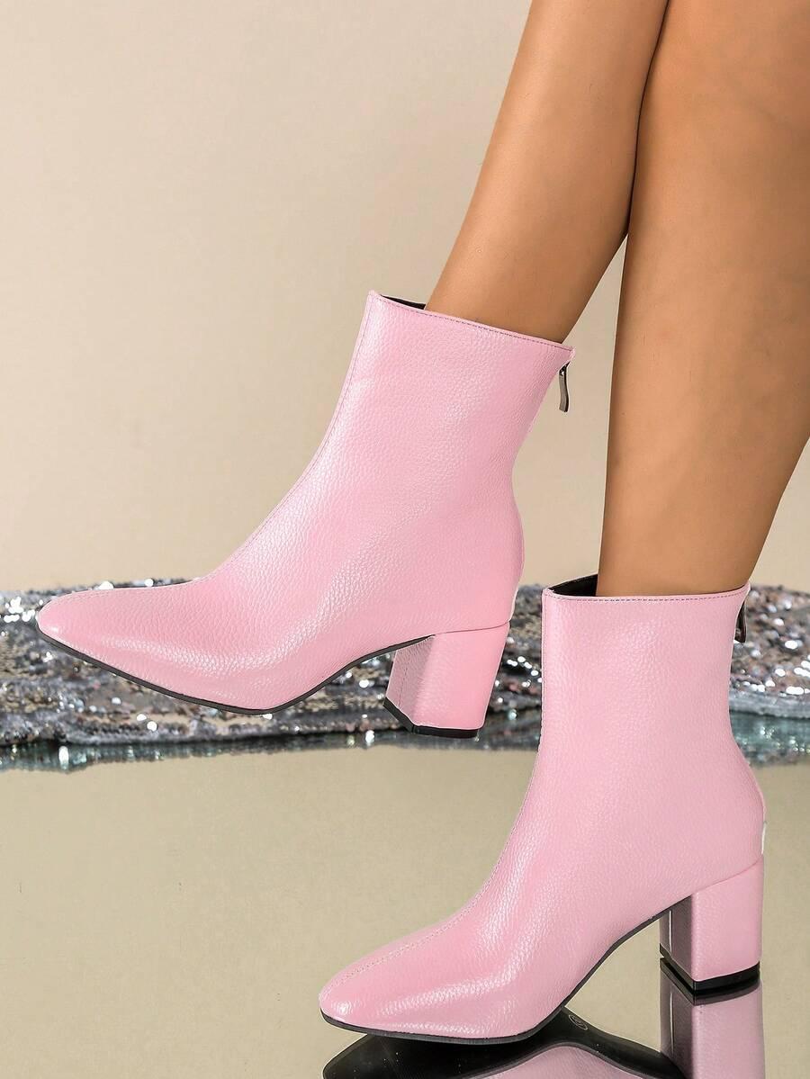 SHEIN RÓŻOWE BOTKI IMITACJA SKÓRY W01__41