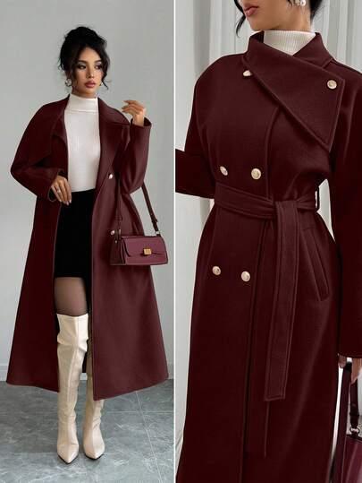 SHEIN BORDOWY PŁASZCZ GUZIKI W01__S
