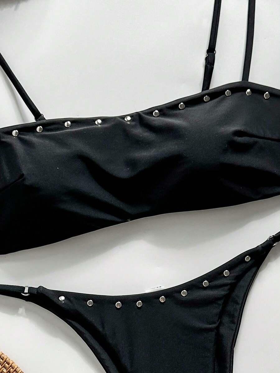 SHEIN CZARNY DWUCZĘŚCIOWY STRÓJ KĄPIELOWY S09__L