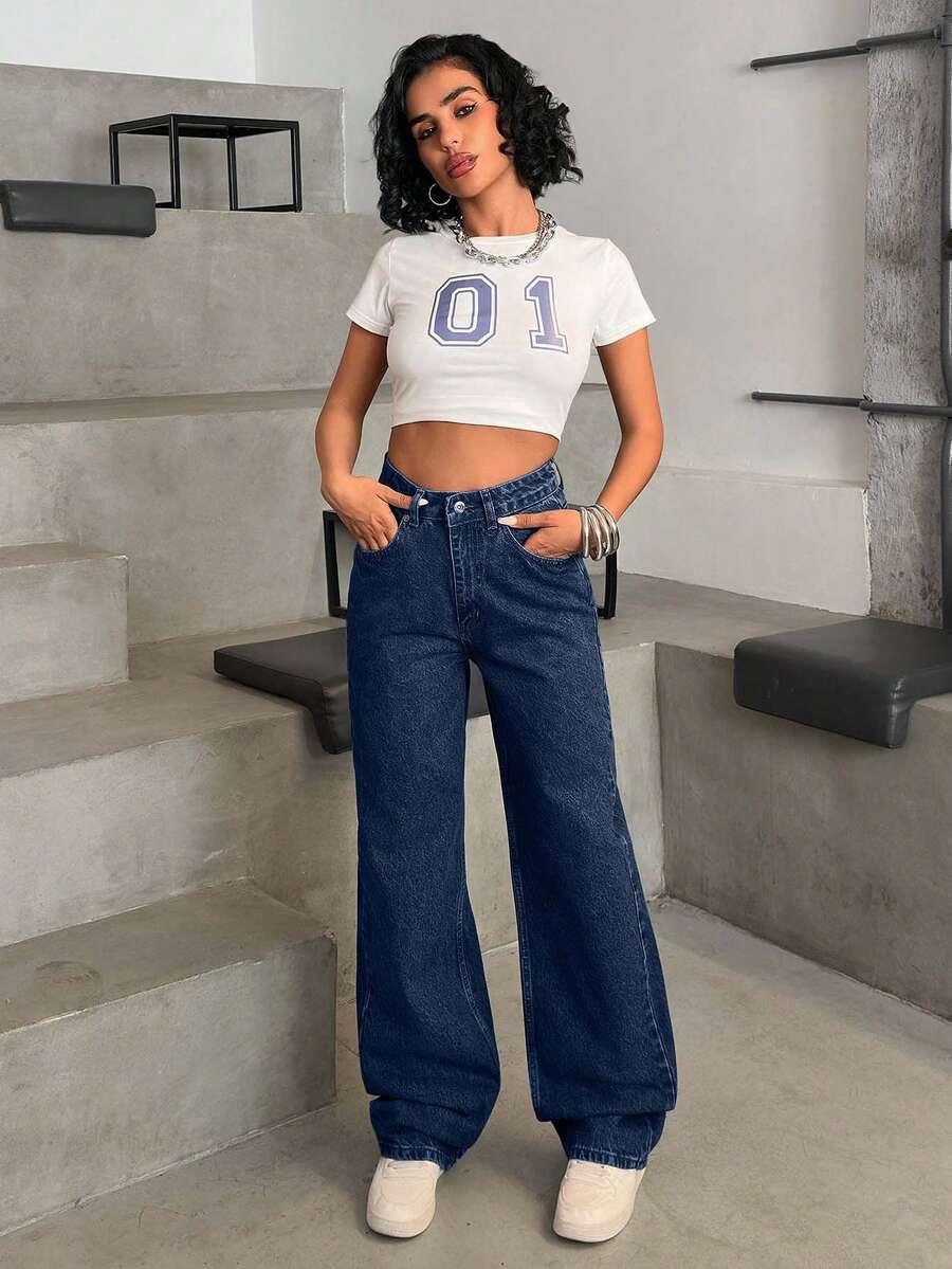 EURMUSE SPODNIE JEANS PROSTA NOGAWKA S06__L