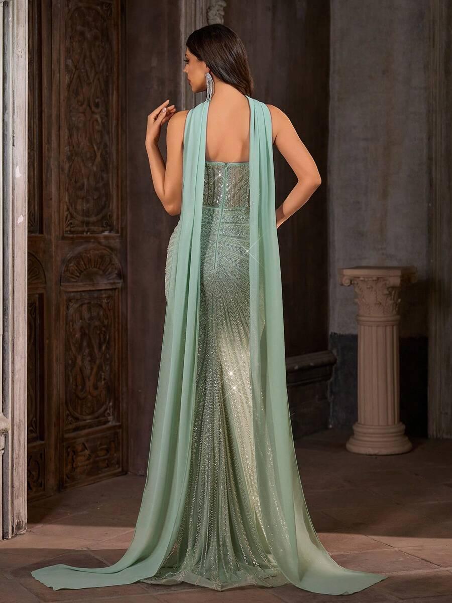 SHEIN ZDOBIONA SUKIENKA MAXI SZAL S06__XXL