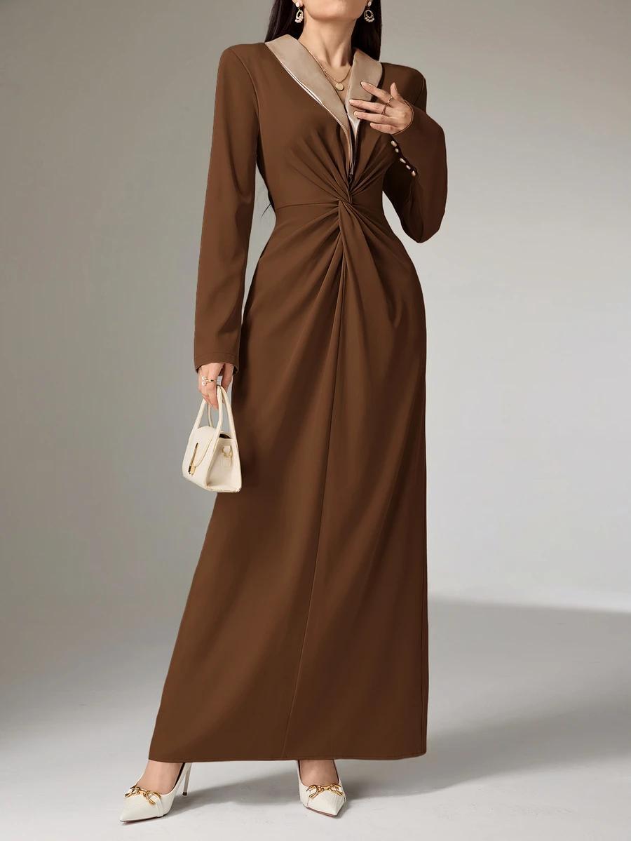 HEIRYN BRĄZOWA MAXI SUKIENKA S06__XXL