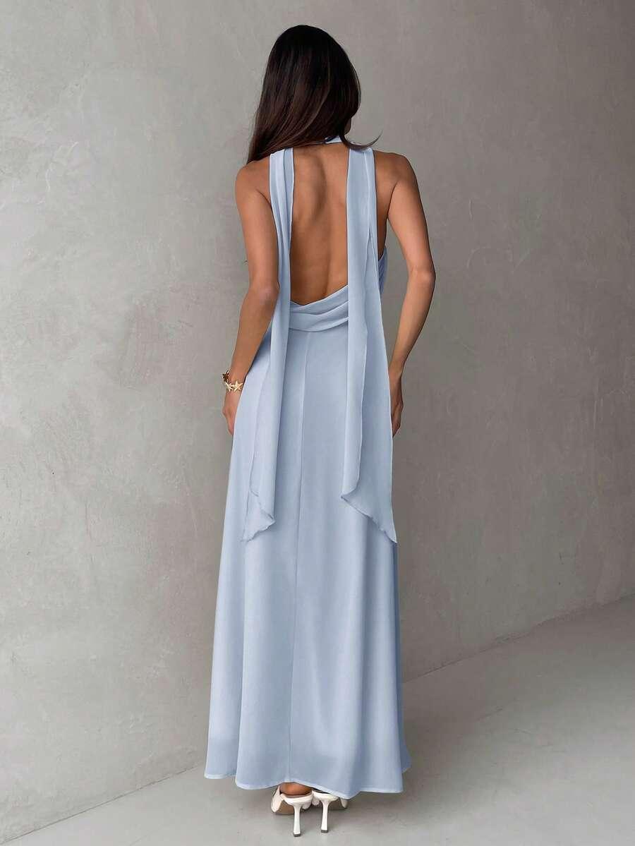SHEIN NIEBIESKA MAXI SUKIENKA S06__XS
