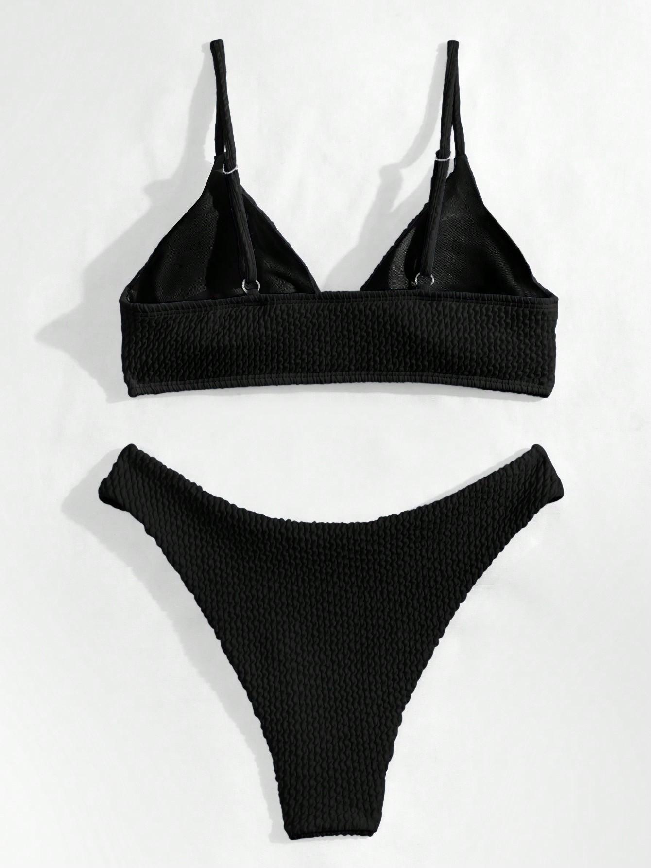 SHEIN CZARNY DWUCZĘŚCIOWY STRÓJ KĄPIELOWY S09__L