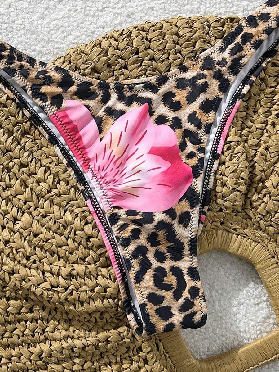 SHEIN DWUCZĘŚCIOWY STRÓJ KĄPIELOWY ANIMAL PRINT S09__XS