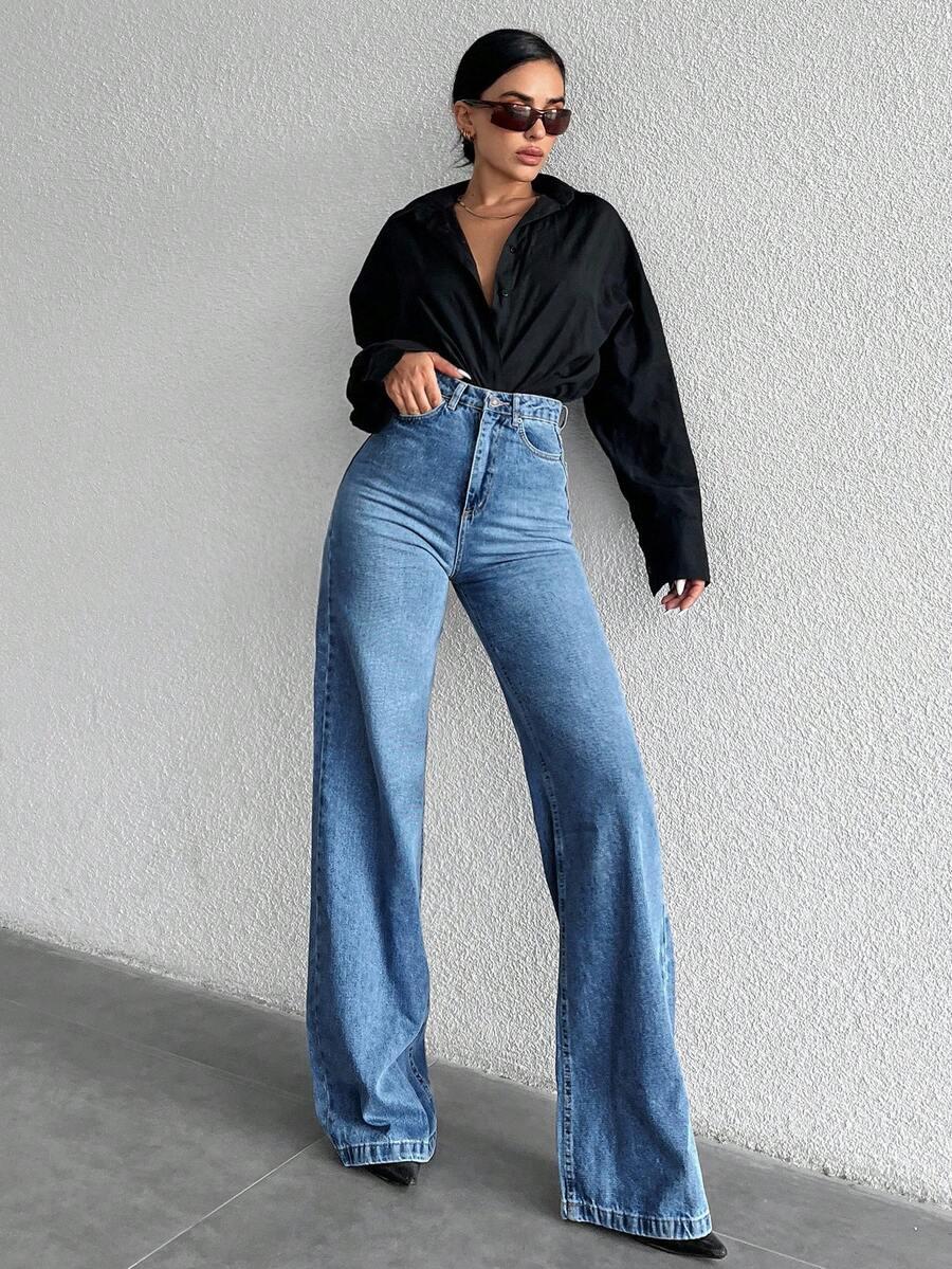 SHEIN NIEBIESKIE SPODNIE JEANS S06__S