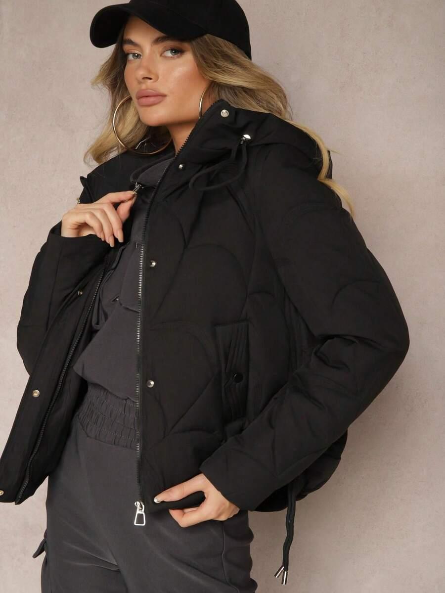 SHEIN CZARNA PIKOWANA KURTKA W01__S