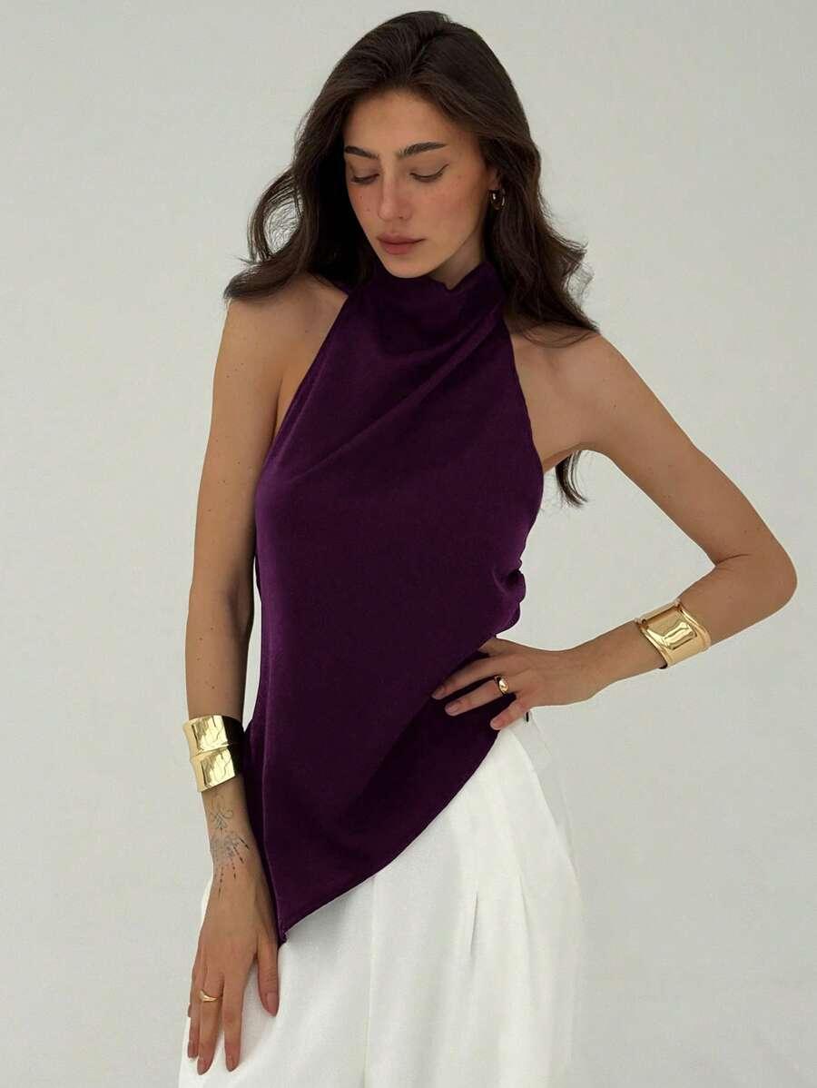 SHEIN FIOLETOWY TOP STÓJKA S09__XS