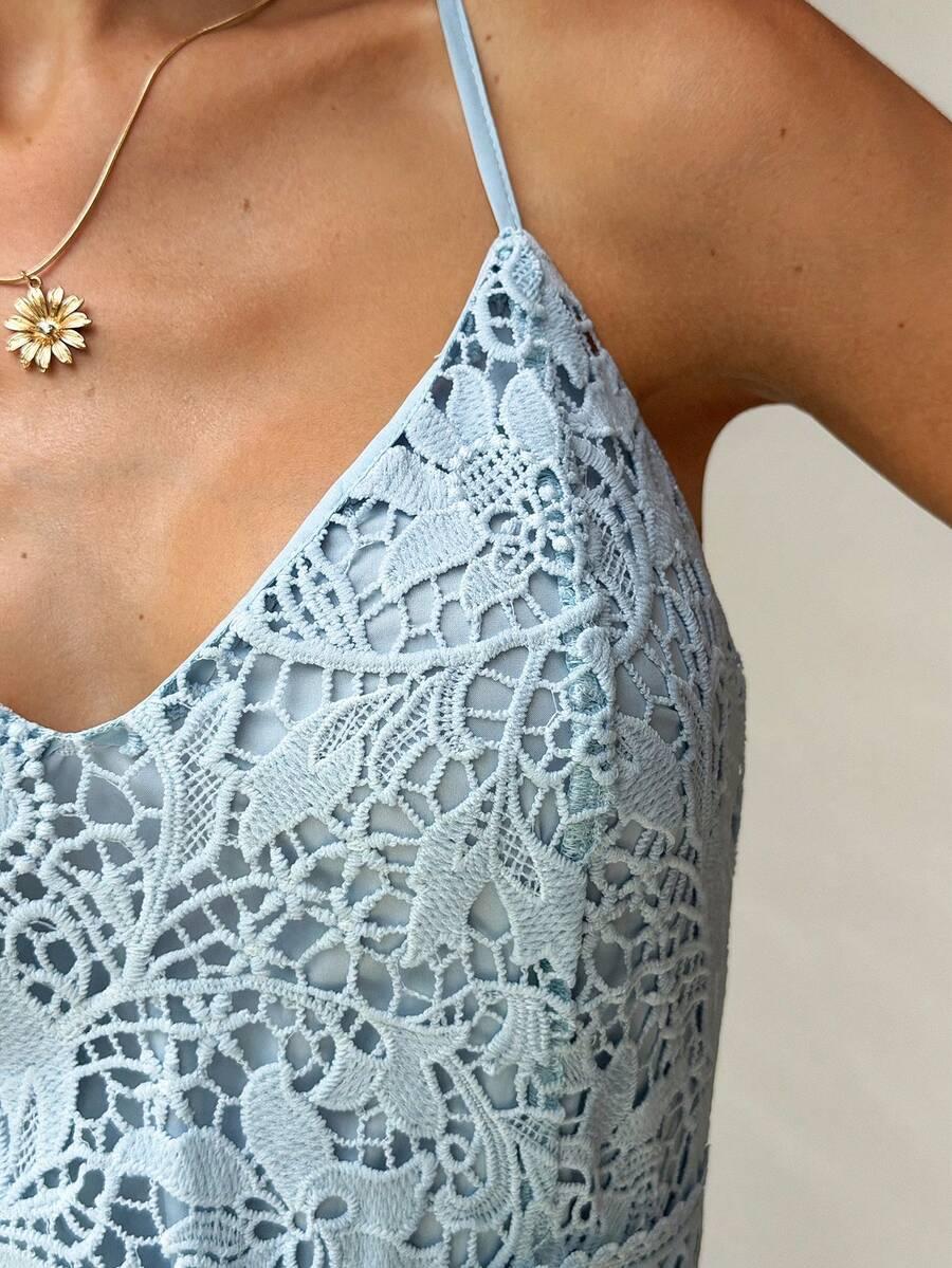 SHEIN NIEBIESKA MINI SUKIENKA NA RAMIĄCZKACH S06__M