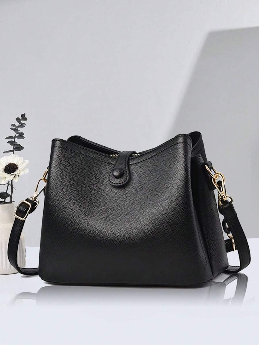 SHEIN CZARNA TOREBKA IMITACJA SKÓRY S07__12X19X26CM