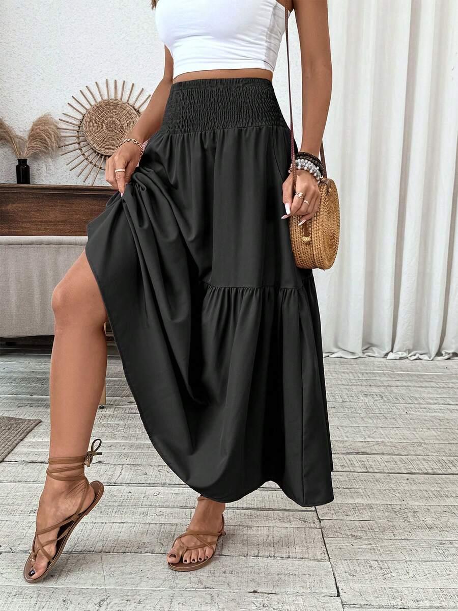 SHEIN CZARNA MAXI SPÓDNICA S06__48