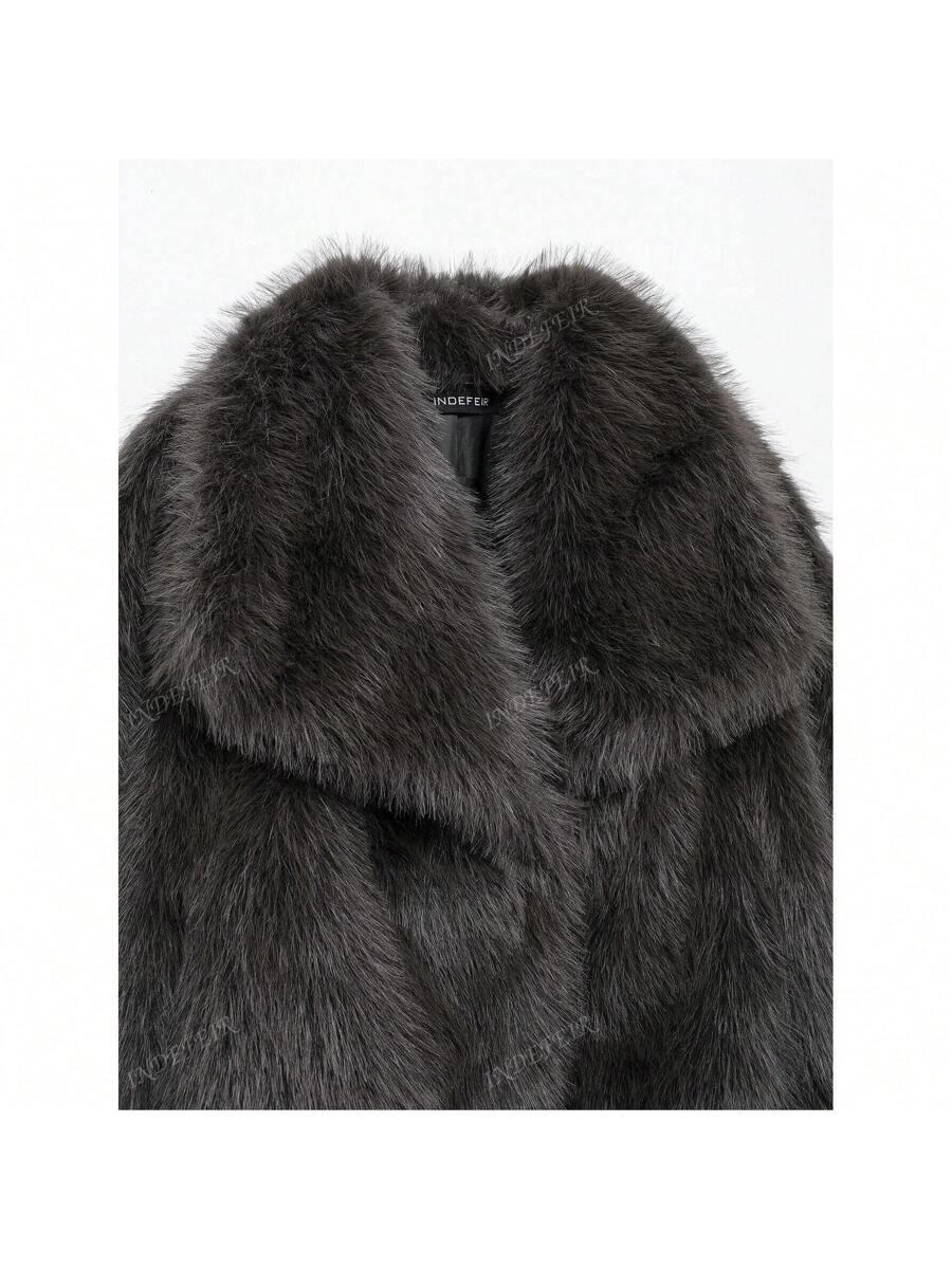 SHEIN SZARE SZTUCZNE FUTRO W01__L