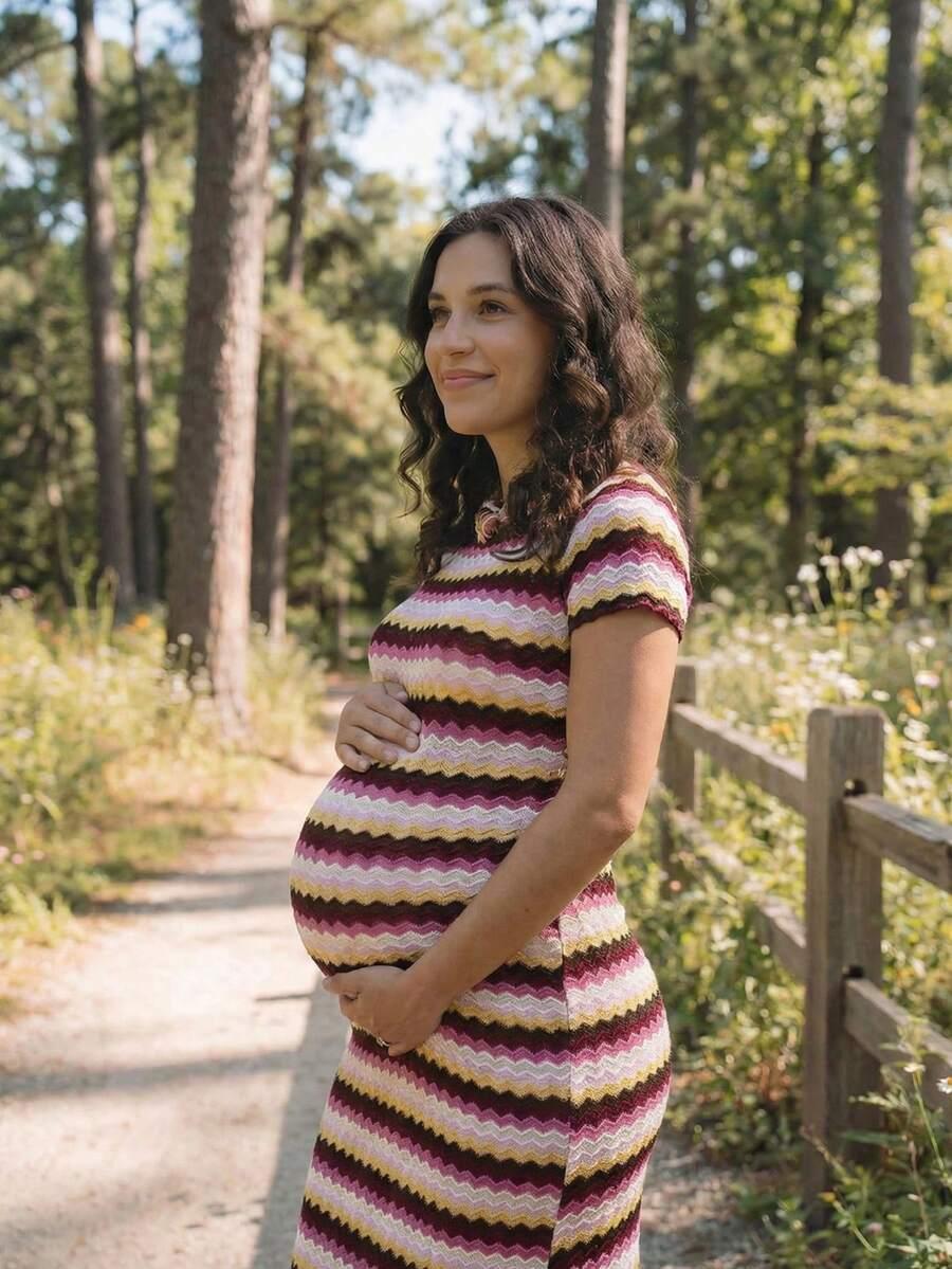 BOHO MAMA DZIANINOWA MAXI SUKIENKA CIĄŻOWA S06__M