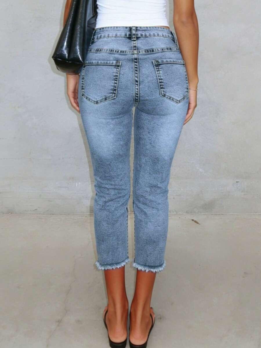 SHEIN NIEBIESKIE SPODNIE JEANS 3/4 PK01__L