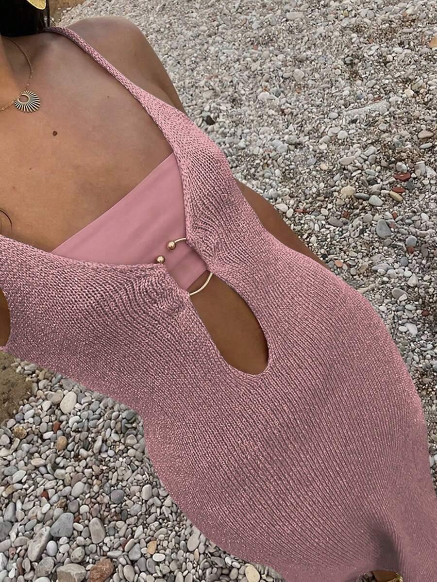 SHEIN RÓŻOWA MAXI DZIANINOWA SUKIENKA PK01__M