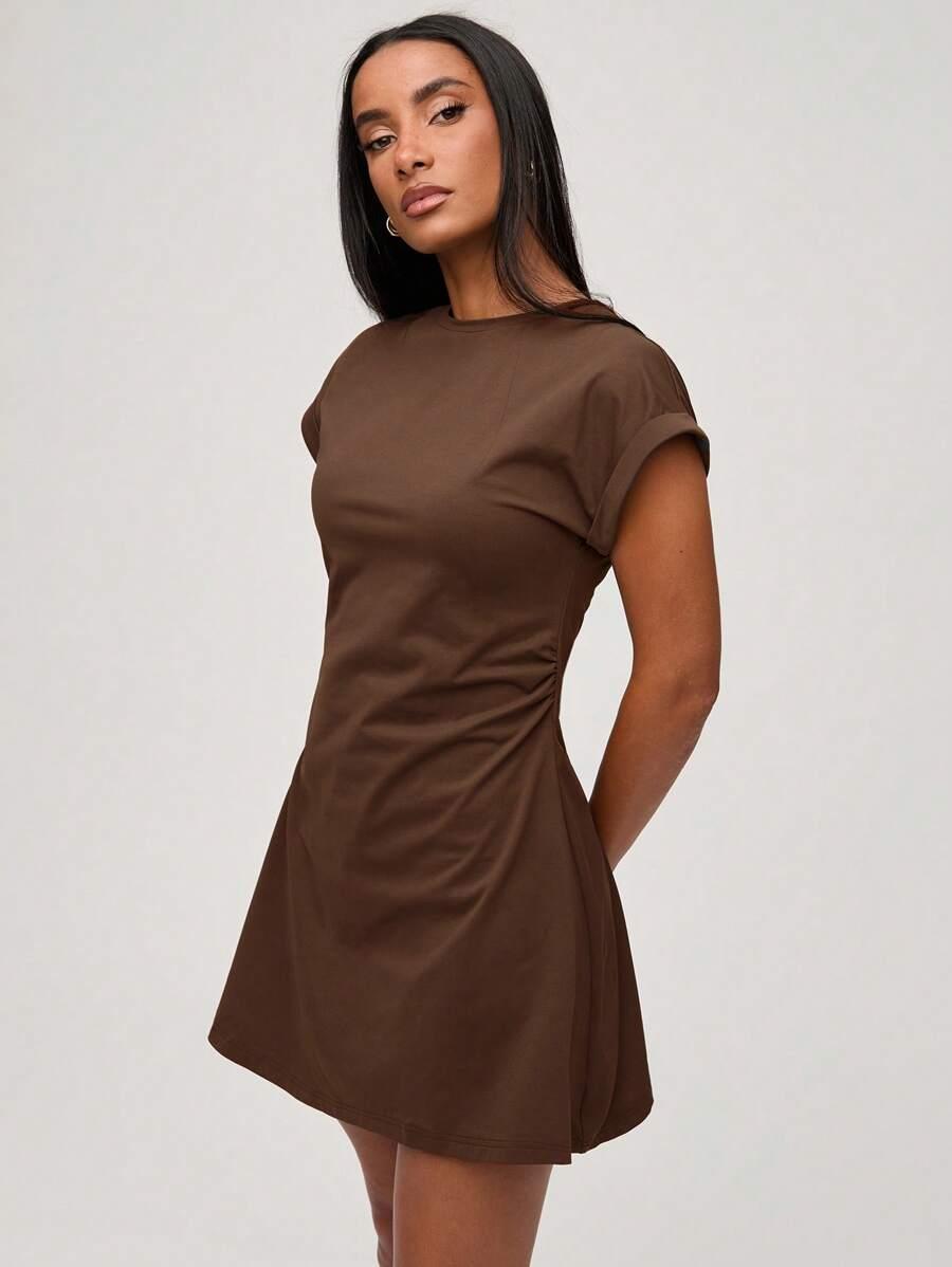 SHEIN BRĄZOWA MINI SUKIENKA S06__XS