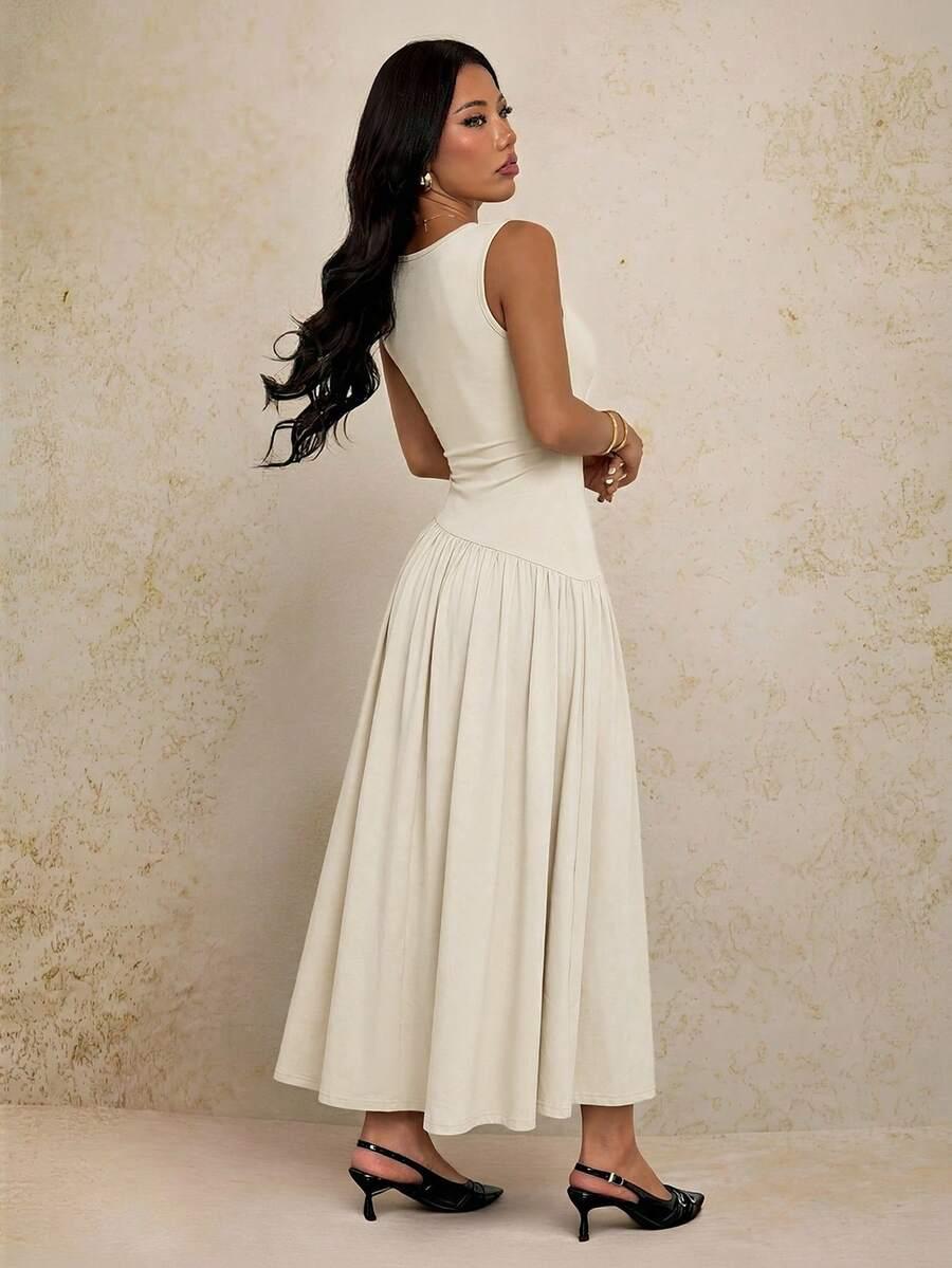 SHEIN BEŻOWA MAXI SUKIENKA S06__XXS