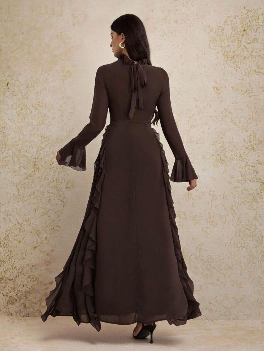 SHEIN BRĄZOWA MAXI SUKIENKA S06__XL