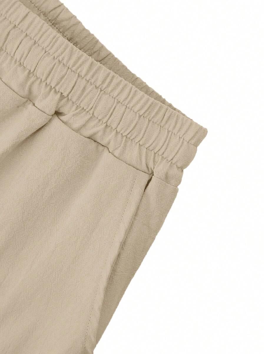 SHEIN BEŻOWE LNIANE SPODNIE CASUAL S06__S