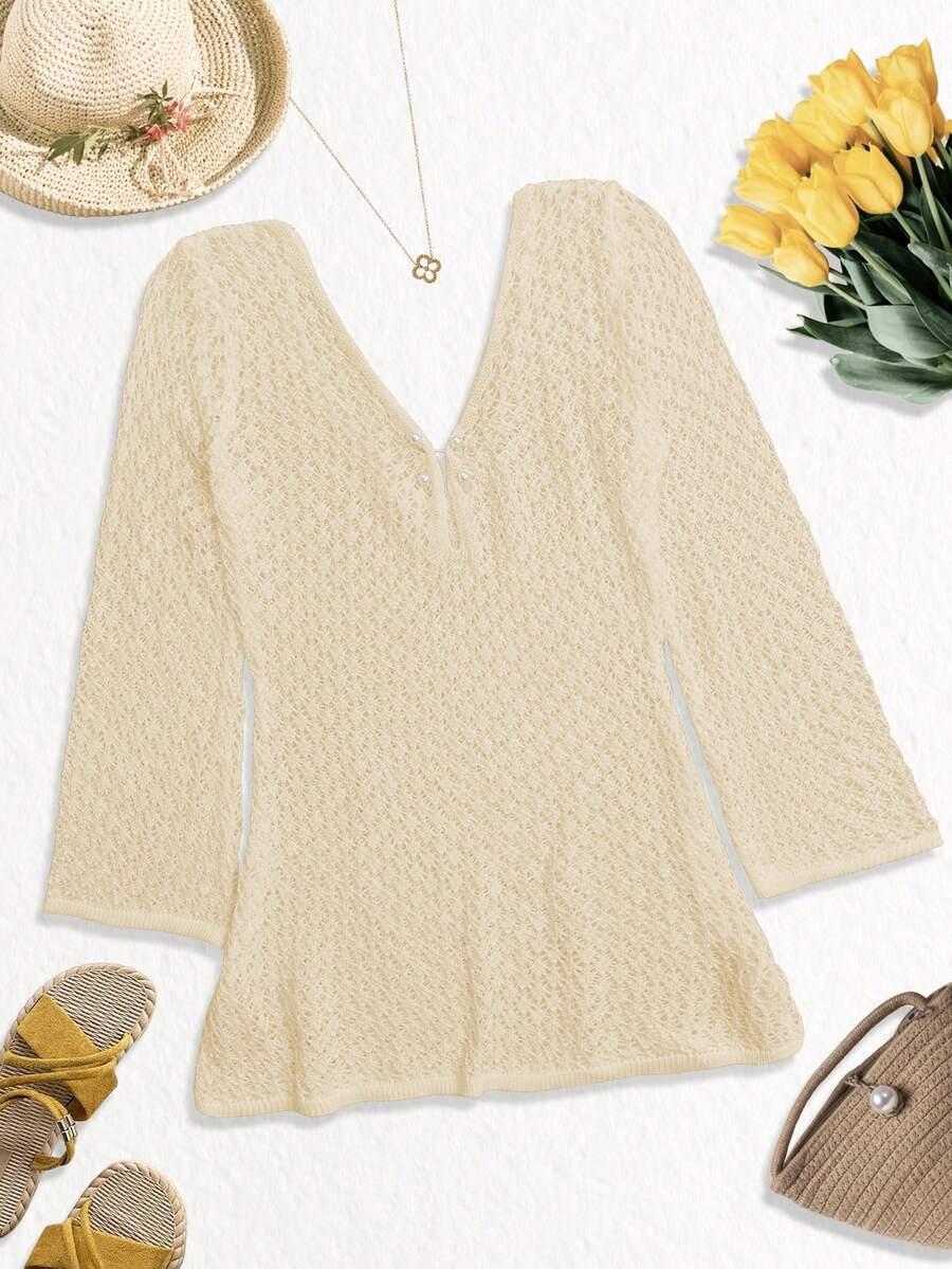 SHEIN BEŻOWA SUKIENKA PLAŻOWA PK01__M