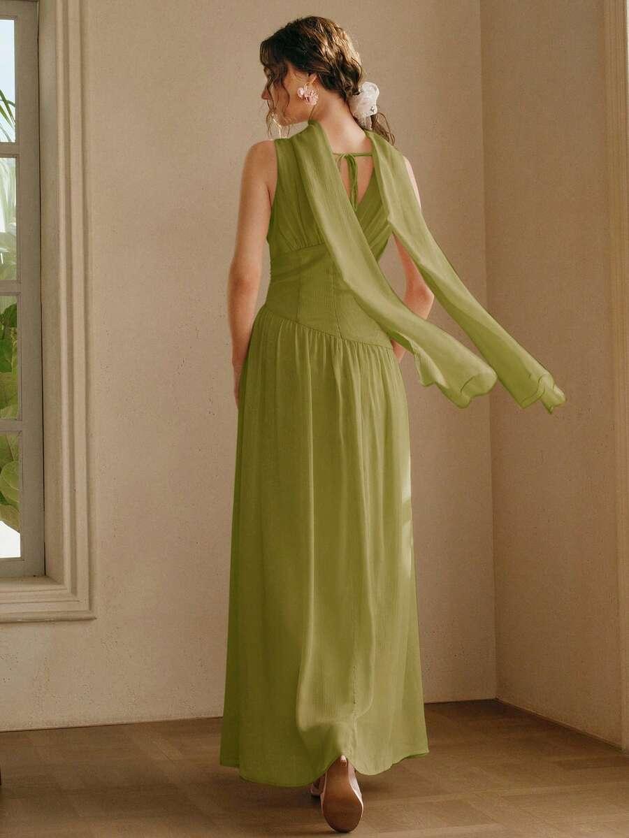 ANEWSTA ZIELONA MAXI SUKIENKA SZAL S06__XL