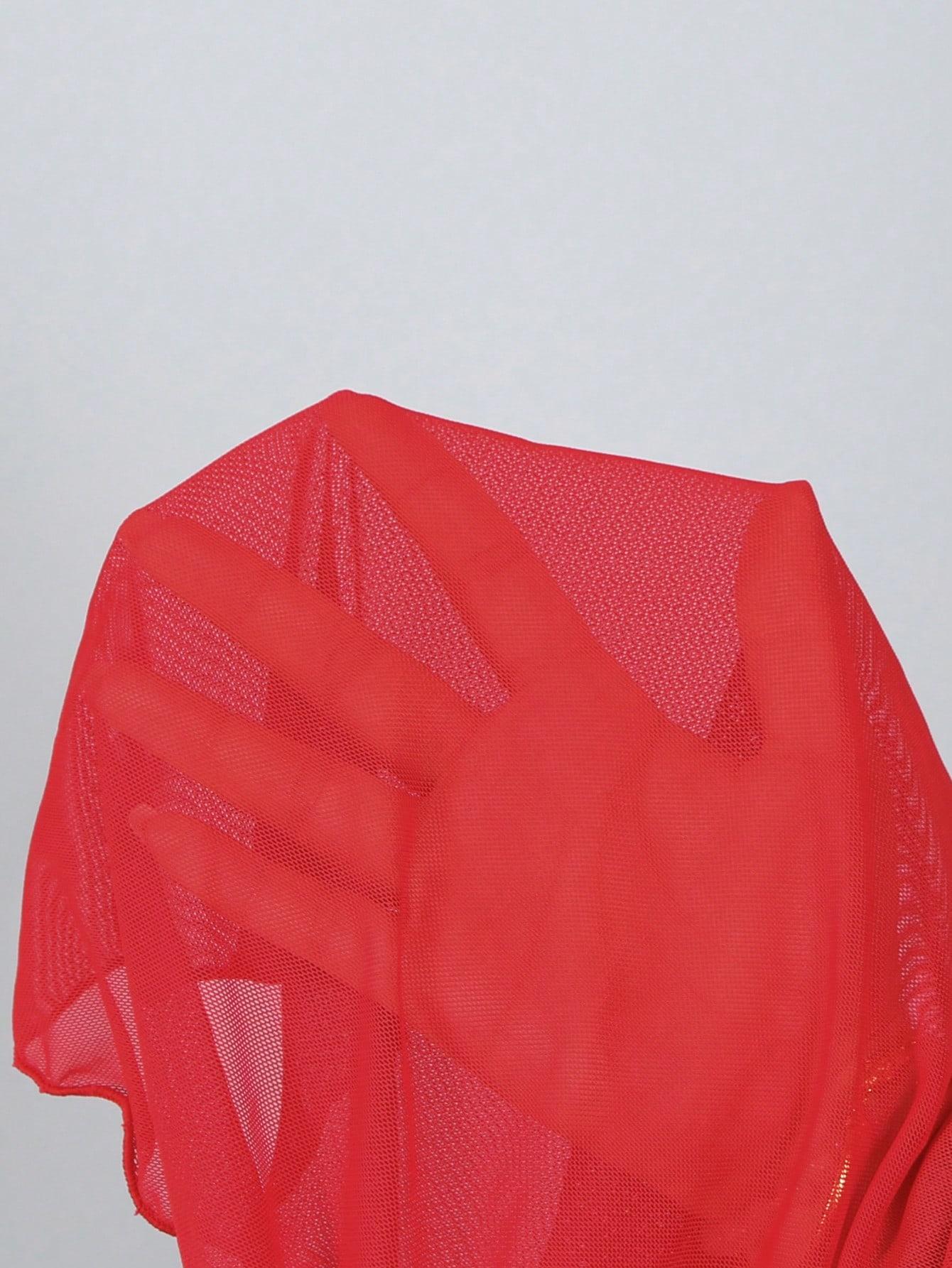 SHEIN CZERWONY DWUCZĘŚCIOWY STRÓJ KĄPIELOWY PAREO S09__S
