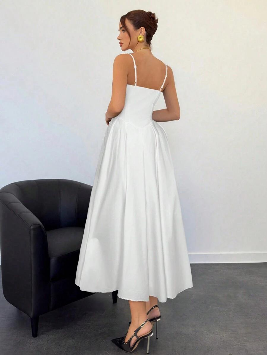 SHEIN BIAŁA MAXI SUKIENKA NA RAMIĄCZKACH S06__S