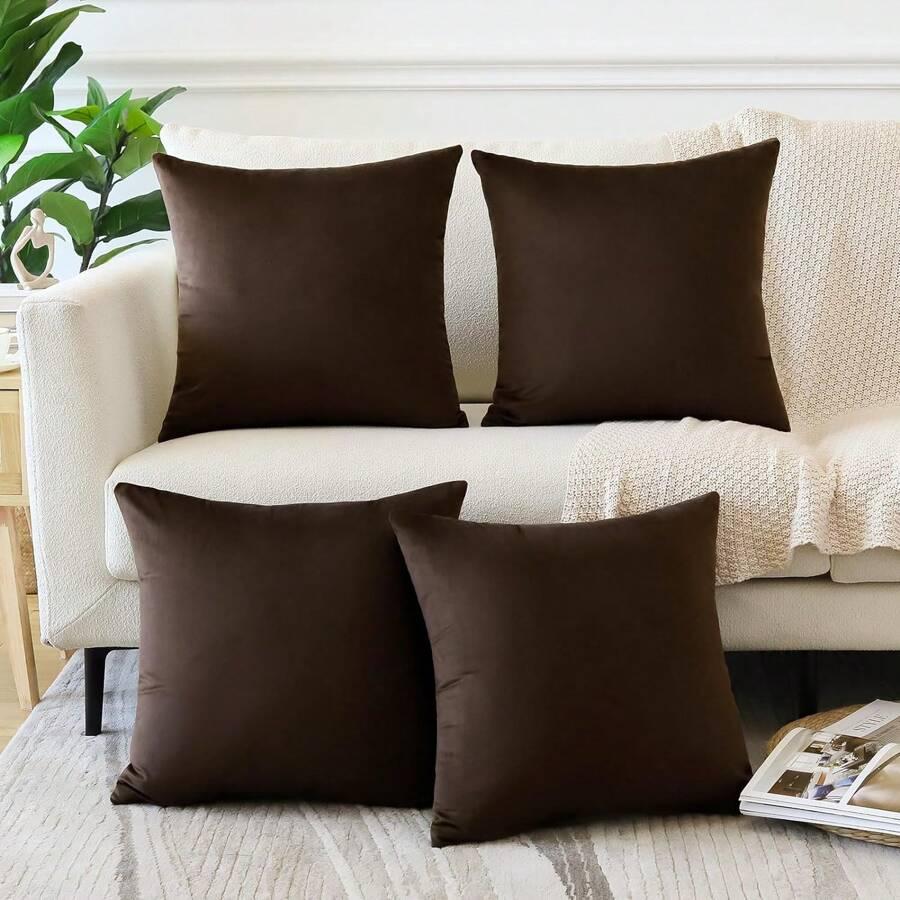 SHEIN BRĄZOWA POSZEWKA NA PODUSZKĘ 4-PACK S07__40X40CM