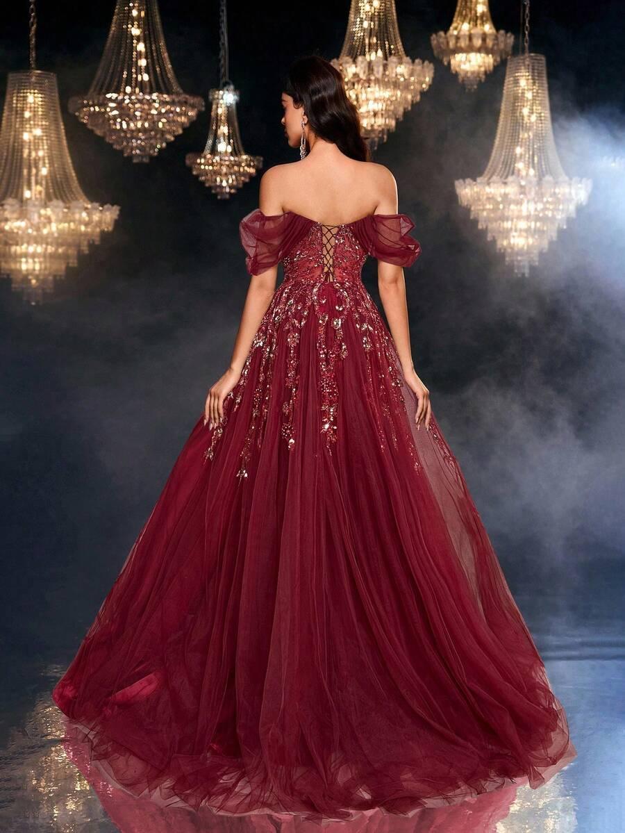 GLAMRAE CZERWONA MAXI SUKIENKA S06__L