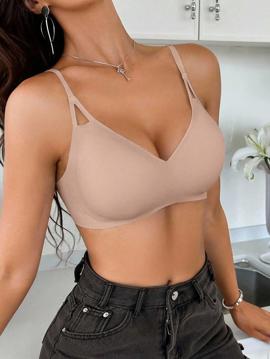 SHEIN BEŻOWY BIUSTONOSZ BEZSZWOWY S06__M
