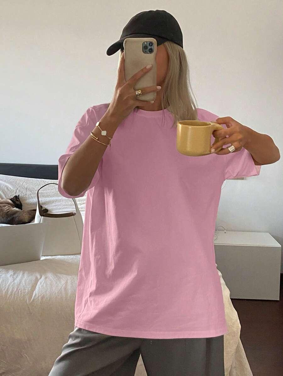 DAZY RÓŻOWY T-SHIRT BASIC S06__L