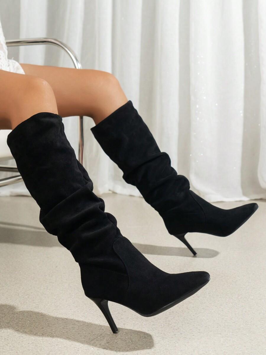SHEIN CZARNE KOZAKI IMITACJA ZAMSZU W01__38
