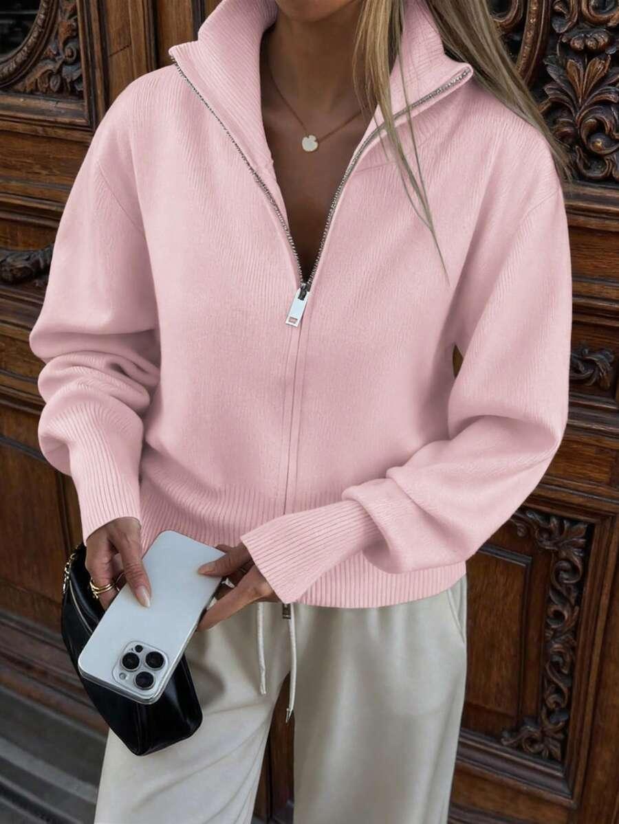 SHEIN RÓŻOWY ROZPINANY SWETER S06__M