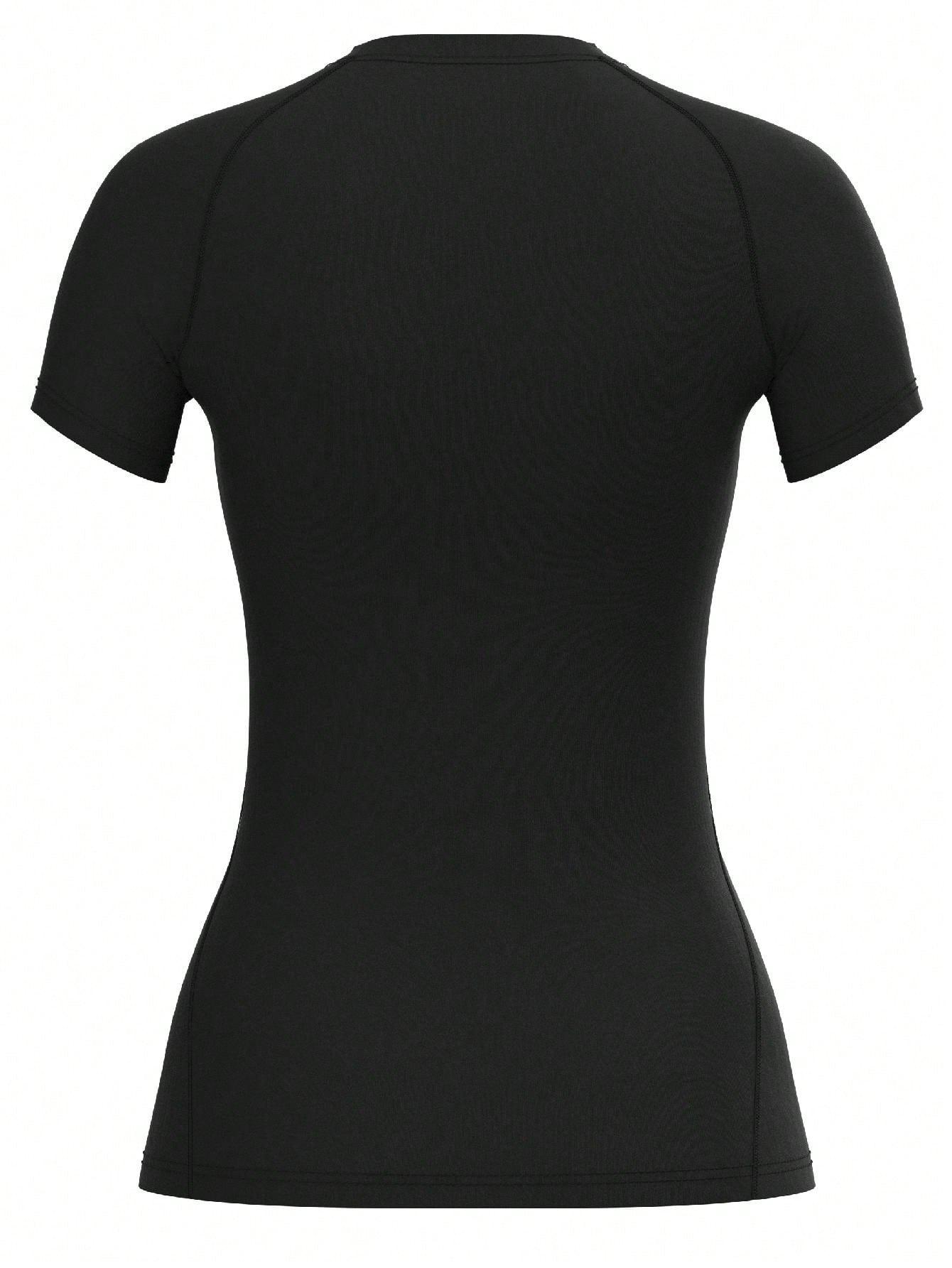 SHEIN CZARNY GŁADKI T-SHIRT S06__XS