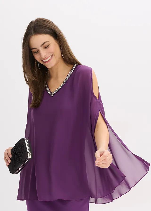 FIOLETOWA MINI SUKIENKA V-NECK SB6__L