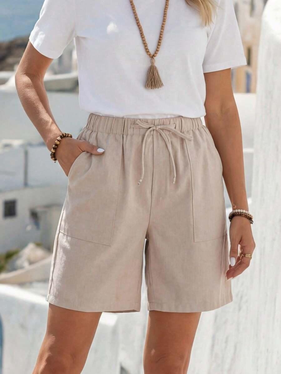 SHEIN SPODENKI WYSOKI STAN WIĄZANIE S06__M