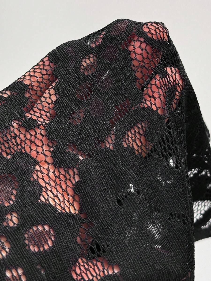 SHEIN CZARNA NARZUTKA KORONKA S06__46