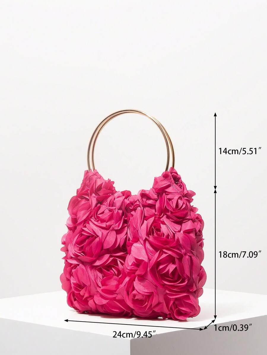 SHEIN RÓŻOWA TOREBKA KWIATY 3D S07__1X18X24CM